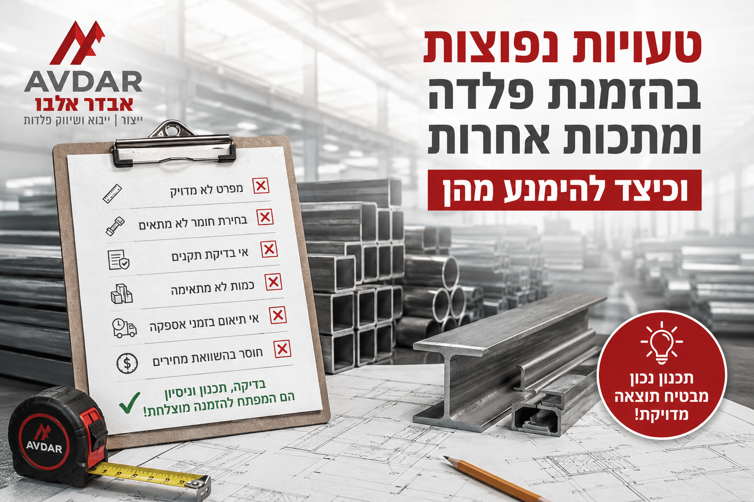 טעויות נפוצות בהזמנת פלדה ומתכות אחרות - אבדר אלבו