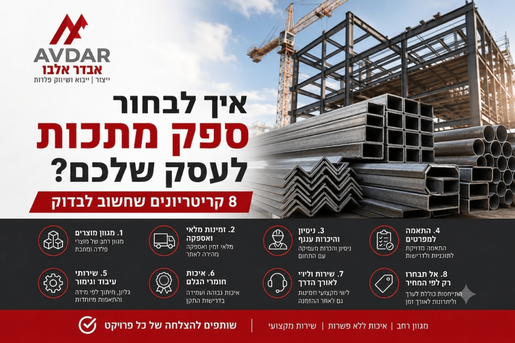 איך לבחור ספק מתכות לפרויקט שלכם? מאמר של אבדר אלבו